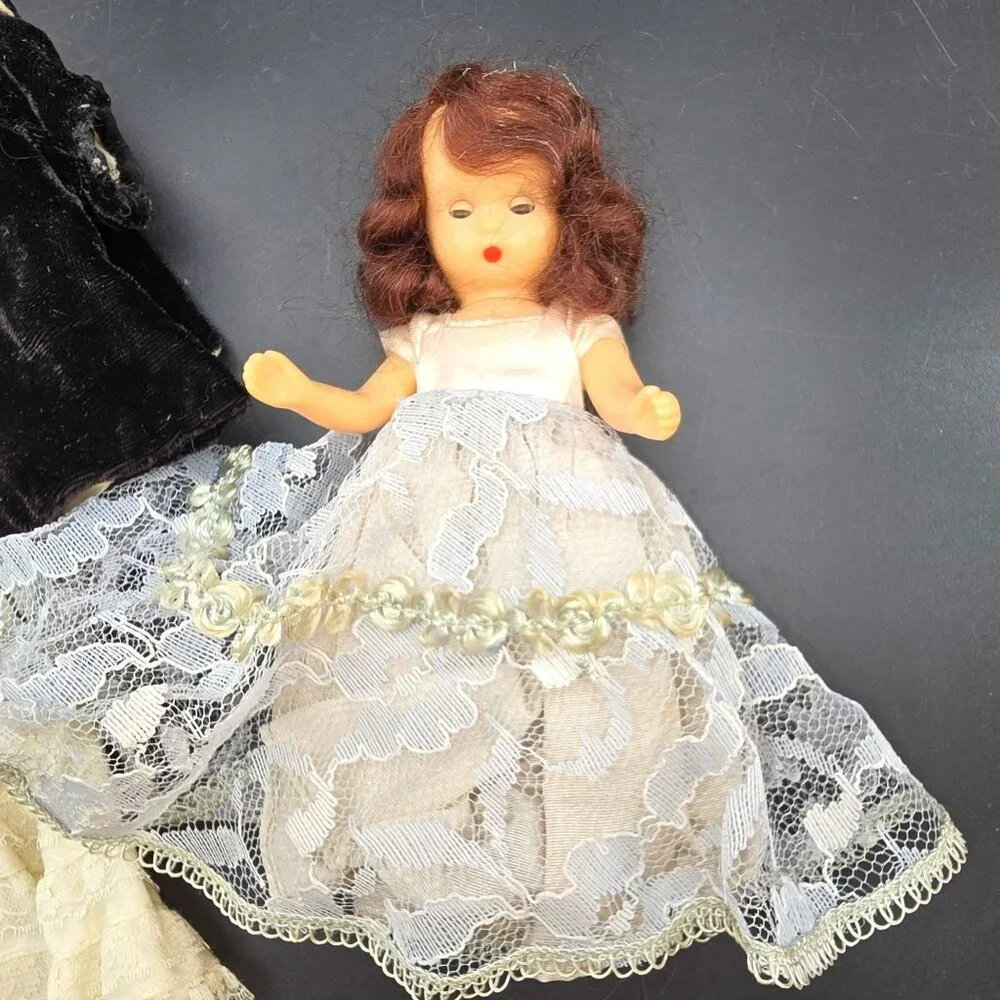 Nancy Ann Story Book Doll With Lace Dresses & Black Velvet Cape Vintage CM2231